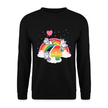 4th Birthday Dabbing Llama Unicorn Sloth | 4th - Unisex Sweatshirt - black - Front - Alina (178cm) & Michal (187cm)
