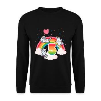 5ème anniversaire Rainbow Unicorn Thème Anniversaire - Sweat-shirt Unisexe - noir - Devant - Alina (178cm) & Michal (187cm)