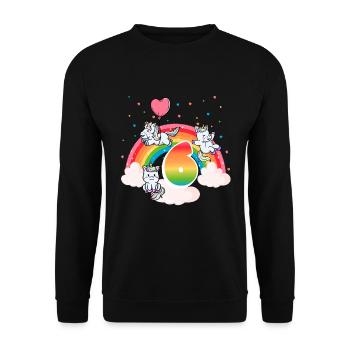 6th Birthday Dabbing Llama Unicorn Sloth | 6th - Unisex Sweatshirt - black - Front - Alina (178cm) & Michal (187cm)
