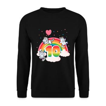 10th Birthday Dabbing Llama Unicorn Sloth | 10th - Unisex Sweatshirt - black - Front - Alina (178cm) & Michal (187cm)