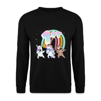1st Birthday Dabbing Llama Unicorn Sloth | 1st - Unisex Sweatshirt - black - Front - Alina (178cm) & Michal (187cm)