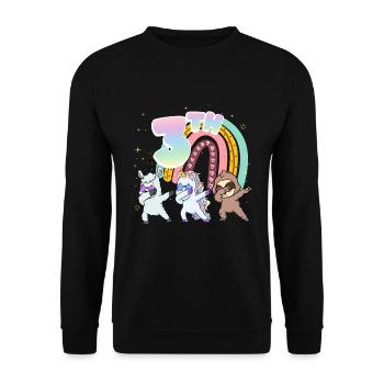 3rd Birthday Dabbing Llama Unicorn Sloth | 3rd - Unisex Sweatshirt - black - Front - Alina (178cm) & Michal (187cm)