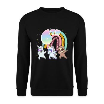 6th Birthday Dabbing Llama Unicorn Sloth | 6. - Unisex Sweatshirt - black - Front - Alina (178cm) & Michal (187cm)
