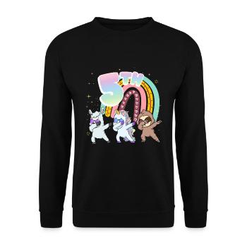 5th Birthday Dabbing Llama Unicorn Sloth | 5th - Unisex Sweatshirt - black - Front - Alina (178cm) & Michal (187cm)