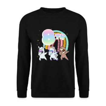 8th Birthday Dabbing Llama Unicorn Sloth | 8. - Unisex Sweatshirt - black - Front - Alina (178cm) & Michal (187cm)