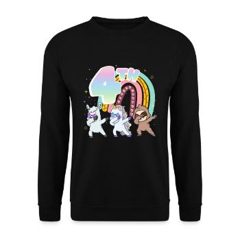 4th Birthday Dabbing Llama Unicorn Sloth | 4. - Unisex Sweatshirt - black - Front - Alina (178cm) & Michal (187cm)