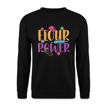 Mehl Power | Bäcker Shirt | Backen Tshirt | - Unisex Pullover - Schwarz - Vorne - Alina (178cm) & Michal (187cm)