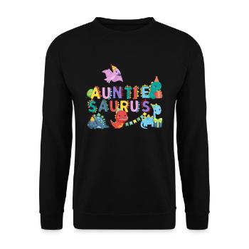 Aunt Saurus | Rawr Dinosaur Tshirt | Family - Unisex Sweatshirt - black - Front - Alina (178cm) & Michal (187cm)