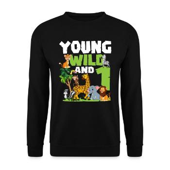 Junge Wilde Und 1 | Safari-tier-themen-geburtstag - Unisex Pullover - Schwarz - Vorne - Alina (178cm) & Michal (187cm)