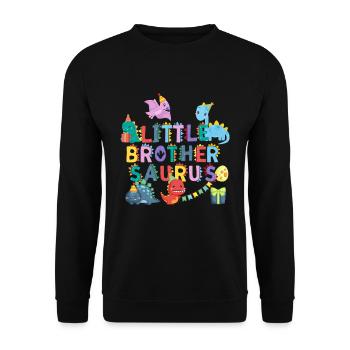 Kleiner Bruder Saurus | Rawr Dinosaurier Tshirt | - Unisex Pullover - Schwarz - Vorne - Alina (178cm) & Michal (187cm)