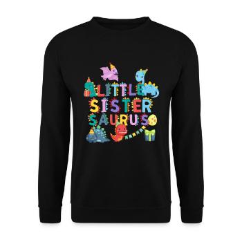 Petite sœur Saurus | Tshirt dinosaure Rawr - Sweat-shirt Unisexe - noir - Devant - Alina (178cm) & Michal (187cm)