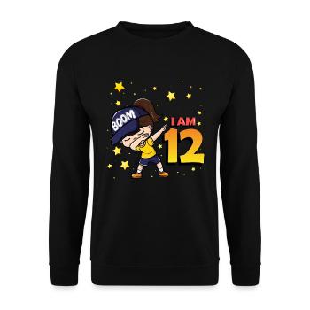 Boom I'm 12 | Birthday Girl | 12th Birthday Party - Unisex Sweatshirt - black - Front - Alina (178cm) & Michal (187cm)