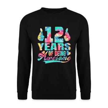 12e anniversaire ou anniversaire 12 ans d’existence - Sweat-shirt Unisexe - noir - Devant - Alina (178cm) & Michal (187cm)