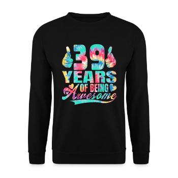 39e anniversaire ou anniversaire 39 ans d’existence - Sweat-shirt Unisexe - noir - Devant - Alina (178cm) & Michal (187cm)