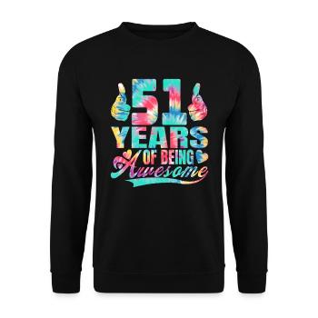 51. Geburtstag Oder Jahrestag 51 Years Of Being - Unisex Pullover - Schwarz - Vorne - Alina (178cm) & Michal (187cm)