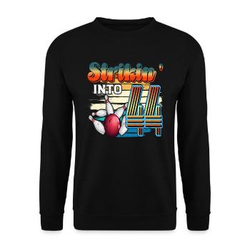 Strikin' Into 44 Bowling Bowler Feier Zum 44. - Unisex Pullover - Schwarz - Vorne - Alina (178cm) & Michal (187cm)