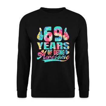69th birthday or anniversary 69 years of being - Unisex Sweatshirt - black - Front - Alina (178cm) & Michal (187cm)