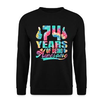 74th birthday or anniversary 74 years of being - Unisex Sweatshirt - black - Front - Alina (178cm) & Michal (187cm)
