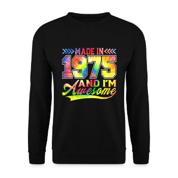 Fabriqué en 1975 et je suis un spectre de couleurs génial - Sweat-shirt Unisexe - noir - Devant - Alina (178cm) & Michal (187cm)