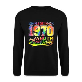 Fabriqué en 1970 et je suis un spectre de couleurs génial - Sweat-shirt Unisexe - noir - Devant - Alina (178cm) & Michal (187cm)