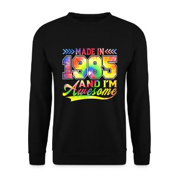 Fabriqué en 1985 et je suis un spectre de couleurs génial - Sweat-shirt Unisexe - noir - Devant - Alina (178cm) & Michal (187cm)