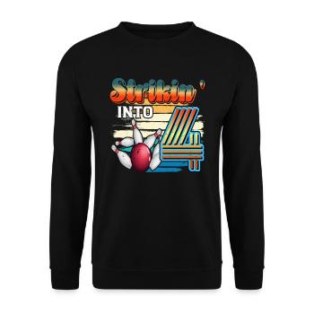 Strikin' Into 4 Bowling Bowler 4. Geburtstag Feier - Unisex Pullover - Schwarz - Vorne - Alina (178cm) & Michal (187cm)