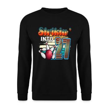 Strikin' Into 27 Bowling Bowler Celebration for the 27th anniversary of the 27th anniversary of the Bowling Bowler - Unisex Sweatshirt - black - Front - Alina (178cm) & Michal (187cm)