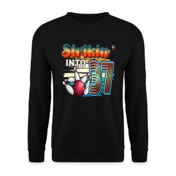 Strikin' Into 37 Bowling Bowler 37th birthday - Unisex Sweatshirt - black - Front - Alina (178cm) & Michal (187cm)