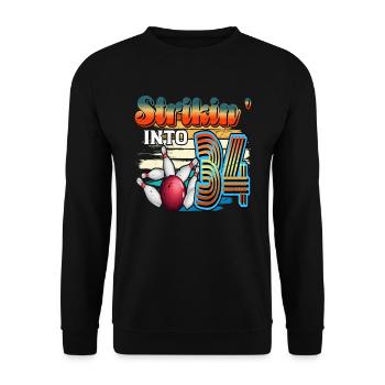 Strikin' Into 34 Bowling Bowler 34. Geburtstag - Unisex Pullover - Schwarz - Vorne - Alina (178cm) & Michal (187cm)