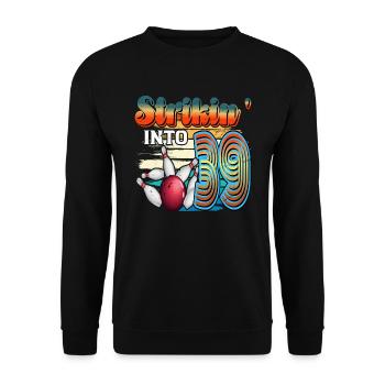 Strikin' Into 39 Bowling Bowler 39. Geburtstag - Unisex Pullover - Schwarz - Vorne - Alina (178cm) & Michal (187cm)