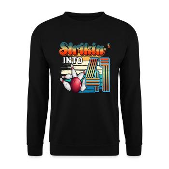 Strikin' Into 41 Bowling Bowler Feier Zum 41. - Unisex Pullover - Schwarz - Vorne - Alina (178cm) & Michal (187cm)
