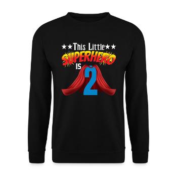 Ce petit super-héros a 2 ans - Sweat-shirt Unisexe - noir - Devant - Alina (178cm) & Michal (187cm)