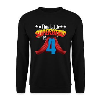 Ce petit super-héros a 4 ans - Sweat-shirt Unisexe - noir - Devant - Alina (178cm) & Michal (187cm)