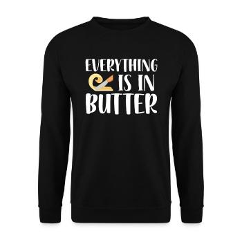 Alles Ist In Der Butter | Bäcker Shirt | Backen - Unisex Pullover - Schwarz - Vorne - Alina (178cm) & Michal (187cm)