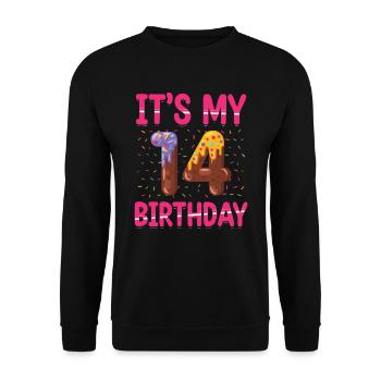 C’est mon 14e anniversaire | Saupoudrer des | à thème - Sweat-shirt Unisexe - noir - Devant - Alina (178cm) & Michal (187cm)