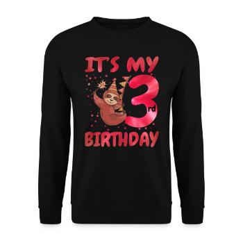 3rd Birthday Cute Sloth Party Hut Themed Birthday - Unisex Sweatshirt - black - Front - Alina (178cm) & Michal (187cm)