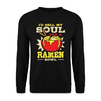 Sell My Soul For Ramen Bowl | Ramen Lover Shirt | - Unisex Pullover - Schwarz - Vorne - Alina (178cm) & Michal (187cm)