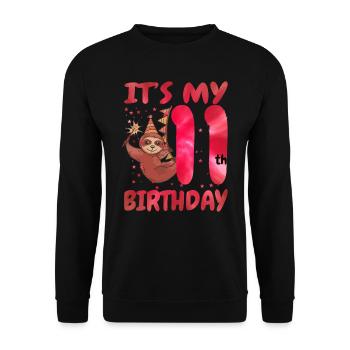 11ème anniversaire Mignon Sloth Party Hat - Sweat-shirt Unisexe - noir - Devant - Alina (178cm) & Michal (187cm)