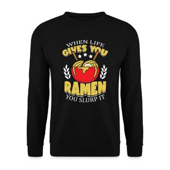 Quand la vie vous donne des ramen, vous les sirotez | - Sweat-shirt Unisexe - noir - Devant - Alina (178cm) & Michal (187cm)