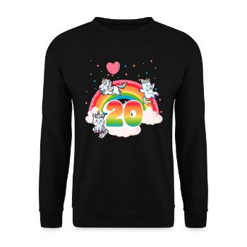 20th Birthday Rainbow Unicorn Theme - Unisex Sweatshirt - black - Front - Alina (178cm) & Michal (187cm)