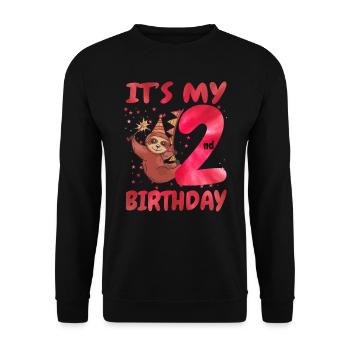 2nd Birthday Cute Sloth Party Hut Themed Birthday - Unisex Sweatshirt - black - Front - Alina (178cm) & Michal (187cm)