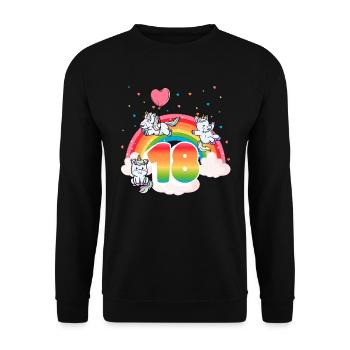 18th Birthday Rainbow Unicorn Theme - Unisex Sweatshirt - black - Front - Alina (178cm) & Michal (187cm)