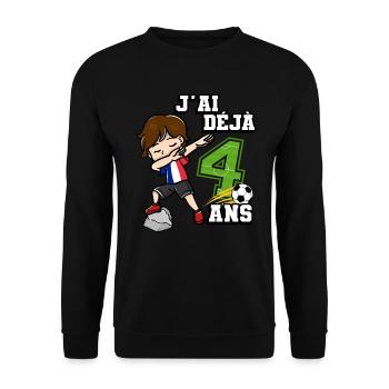 Fußball Junge Es Ist Mein 4e Geburtstag - Unisex Pullover - Schwarz - Vorne - Alina (178cm) & Michal (187cm)
