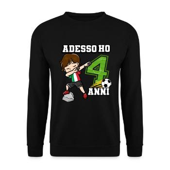 Soccer Boy It's My 4 Birthday Italienische Flagge - Unisex Pullover - Schwarz - Vorne - Alina (178cm) & Michal (187cm)