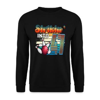 Célébration du Bowling Bowler Strikin' Into 47 pour le 47e anniversaire du Bowling Bowler - Sweat-shirt Unisexe - noir - Devant - Alina (178cm) & Michal (187cm)
