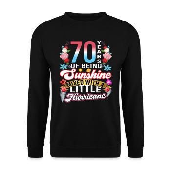 70 years of sunshine mixed with a small - Unisex Sweatshirt - black - Front - Alina (178cm) & Michal (187cm)