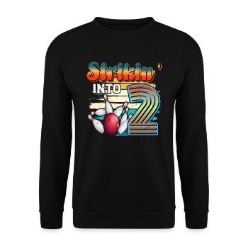 Strikin' Into 2 Bowling Bowler 2. Geburtstag - Unisex Pullover - Schwarz - Vorne - Alina (178cm) & Michal (187cm)