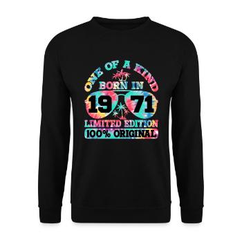 Unique Born 1971 Édition Limitée Été - Sweat-shirt Unisexe - noir - Devant - Alina (178cm) & Michal (187cm)