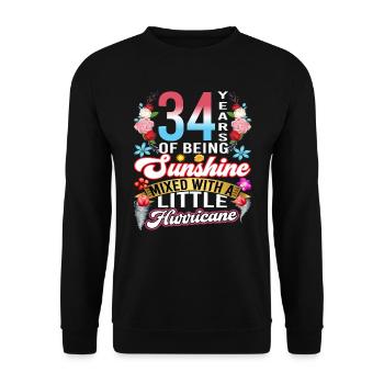 34 years of sunshine mixed with a small - Unisex Sweatshirt - black - Front - Alina (178cm) & Michal (187cm)