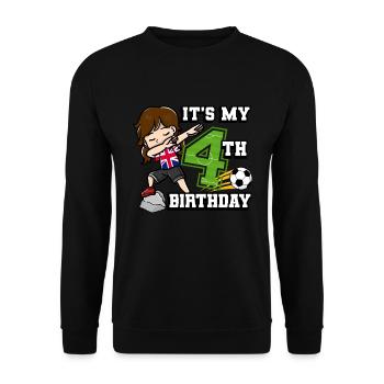 Fille de football C’est mon 4ème anniversaire - Sweat-shirt Unisexe - noir - Devant - Alina (178cm) & Michal (187cm)